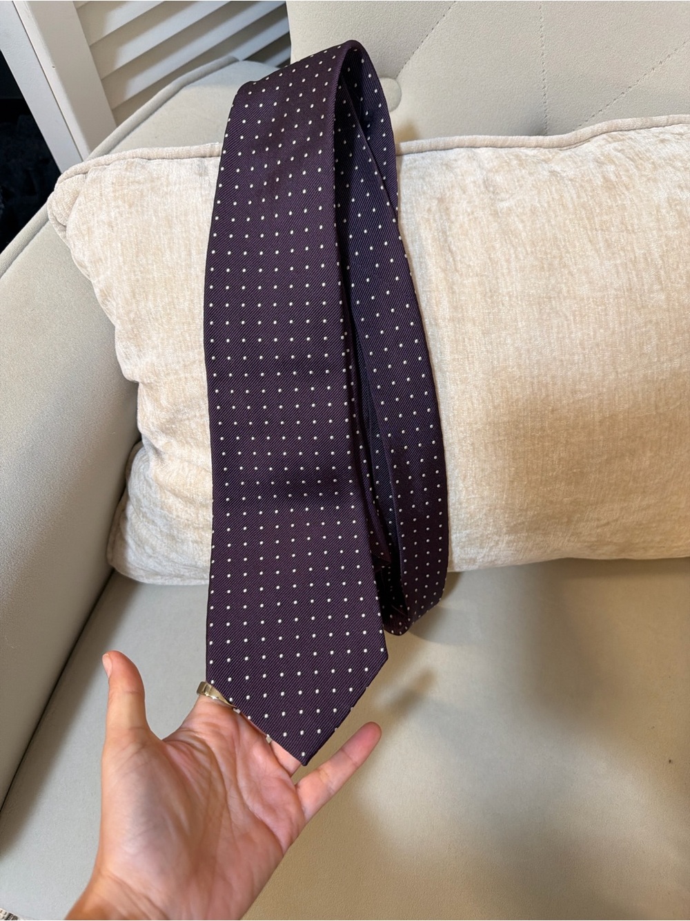 Ralph Lauren Plum Tie with White Polka Dots